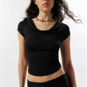Urban Outfitters Y2K Off Shoulder Cowl Neck Top Slim Fit Coquett Blouse New 🇺🇦